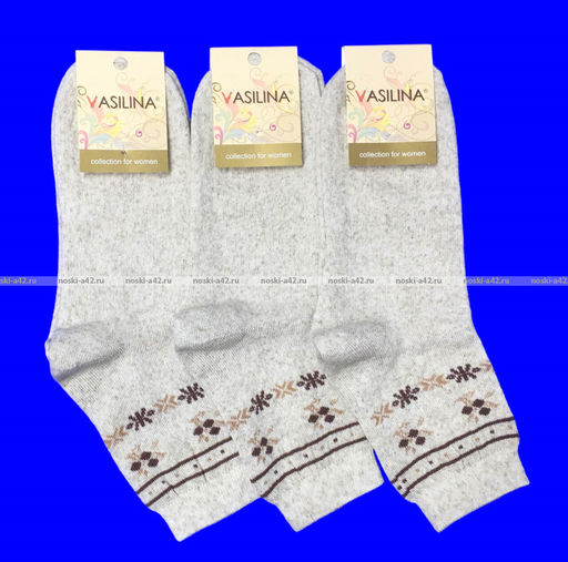 Цена за 10 пар. Василина носки женские внутри махра лен