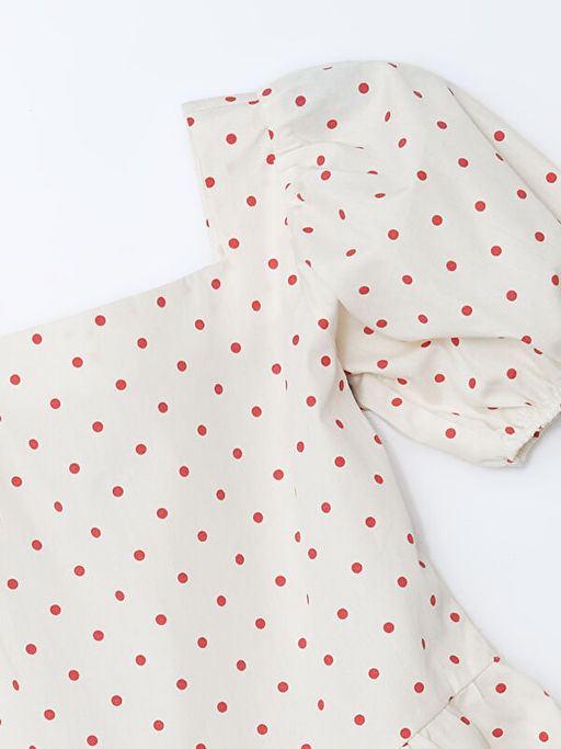 Kare Yaka K?z ?ocuk Poplin Elbise