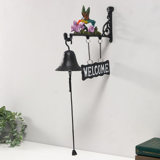 Колокол сувенирный чугун Колибри цветной 28х9,7х31 см - Simaland фото 2