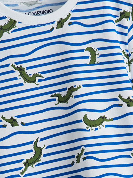 Dinozor Bask?l? Erkek ?ocuk ?ortlu Pijama Tak?m?