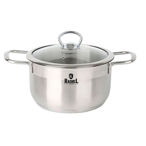 Кастрюля 5л из нержавеющей стали со стекл. кр., 24х11,5см (R-50)