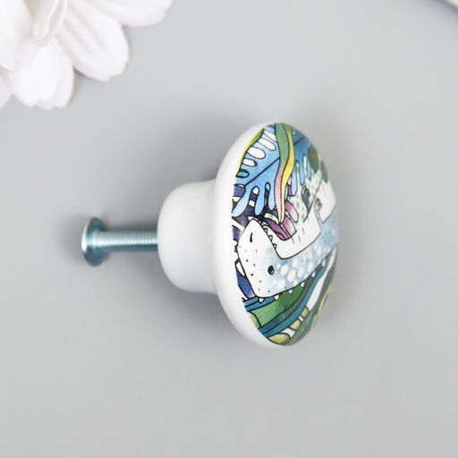 Ручка для шкатулки керамика, металл «Динозаврик», 3.8×3.8×2.8 см