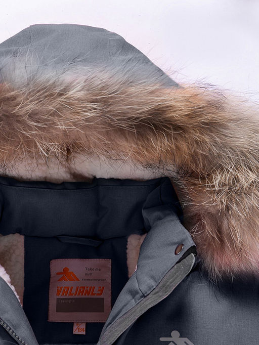 Парка зимняя Valianly подростковая для девочки серого цвета 9238Sr  фото 4