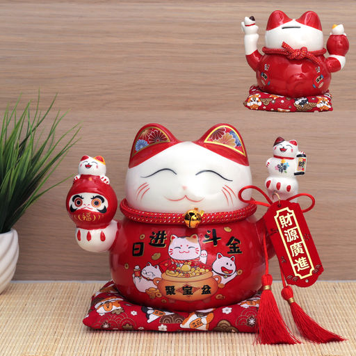 Копилка Кот манэки-нэко на коврике 16,5 см / C12 /уп 18/ - ГалеонТрейд фото 5