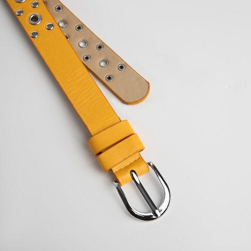 Ремень женский, ширина 2.3 см, люверсы, пряжка металл, цвет жёлтый - Simaland фото 4