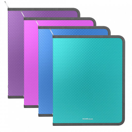 Цена за 4 шт. Папка для тетрадей на молнии пластиковая ErichKrause Diamond Vivid, A4+, ассорти (в пакете по 4 шт.)  фото 7