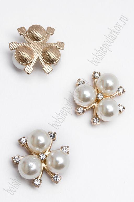 Кабошон флоризель металл "Цветочек" 2 см (10 шт) SF-7270, белый/золото