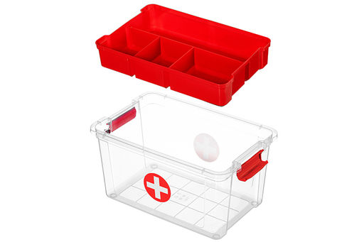 Контейнер StorMax Аптечка 35,5*23,8*19 см с крышкой с 2-мя защелками +вкладыш (прозр-красный)(650) - Elan gallery фото 16