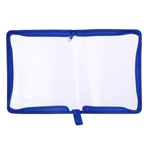 Папка на молнии с 3-х сторон А5, 450мкм, прозрачная с синим кантом - Calligrata фото 4