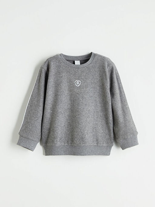 Bask?l? K?z ?ocuk Sweatshirt