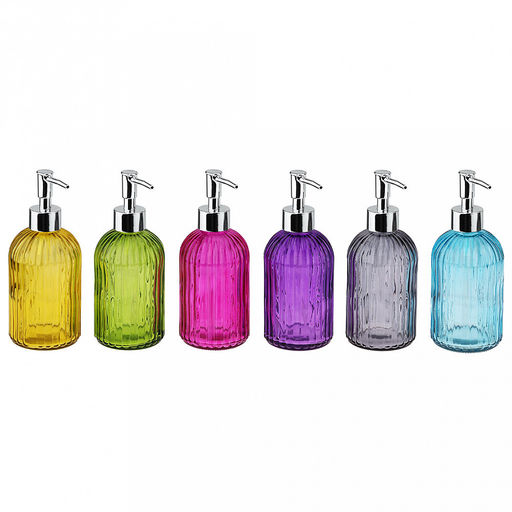 Дозатор для жидкого мыла пластмассовый "Водопад" 450мл, д7,5см h19см, корпус стекло, цвета микс (Китай)