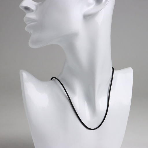 Цена за 10 шт. Шнурок каучуковый, неполый, 50 см, d=2 мм, чёрный в серебре