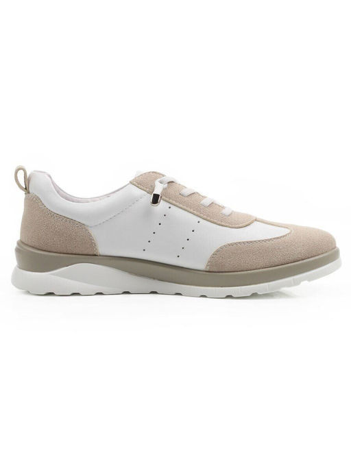 03-YA486-3 WHITE/BEIGE Кроссовки женские (натуральная кожа, натуральная замша)
