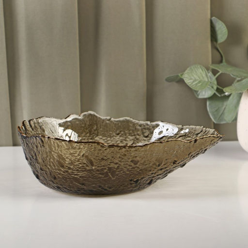 Салатник «Ракушка», 930 мл, 22.5×17.5×7 см, фигурный, стекло, коричневый