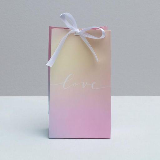 Цена за 2 шт. Пакет подарочный с лентой, упаковка, «Love», 13 х 23 х 7 см