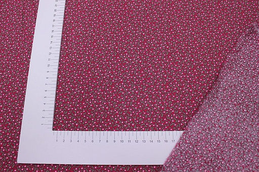 Импорт. хлопок Россыпь розовых цветочков на бордово-малиновом, ш.1.5м, хл-100%, 105гр/м.кв - Купава фото 4