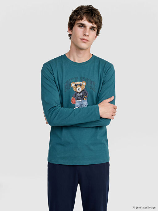 Пижамный комплект Regular Fit Teddy мужской с принтом
