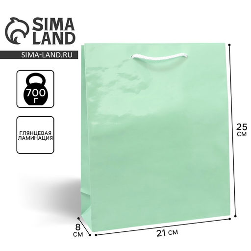 Пакет ламинированный Зелёный, ML 21 х 25 х 8 см - Доступные радости фото 2
