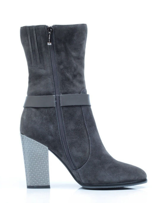 YF189-062M DK.GREY Полусапоги зимние женские (натуральная замша, натуральный мех (еврозима))