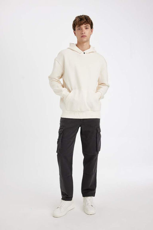 Толстовка свободного покроя с капюшоном и принтом на спине - Defacto фото 5