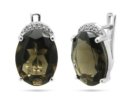 Серьги из серебра раухтопаз, Силвэйн