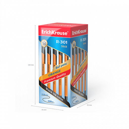Цена за 50 шт. Ручка шариковая ErichKrause R-301 Stick Orange 0.7, цвет чернил синий (в коробке по 50 шт.)  фото 11