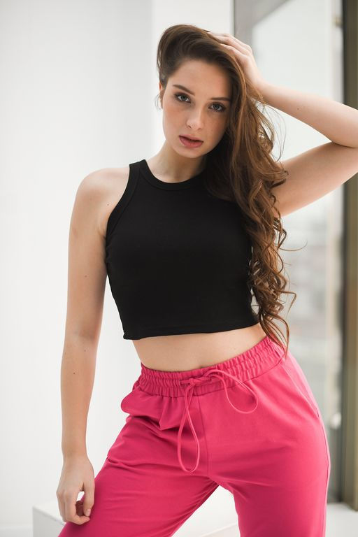 Майка-топ Кашкорсе рубчик лапша - Оптима фото 46