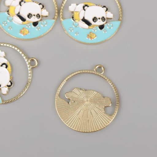 Цена за 4 шт. Декор для творчества металл, эмаль «Пандочка в море», 2.8×2.5 см