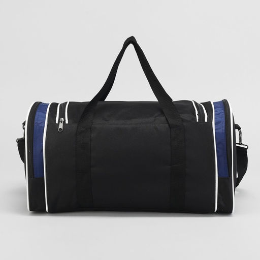 Сумка спортивная на молнии, наружный карман, длинный ремень, средний размер, чёрная, триколор