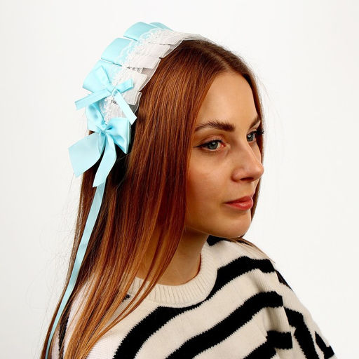 Карнавальная повязка Лолита цвет голубой с белым кружевом - Simaland фото 5