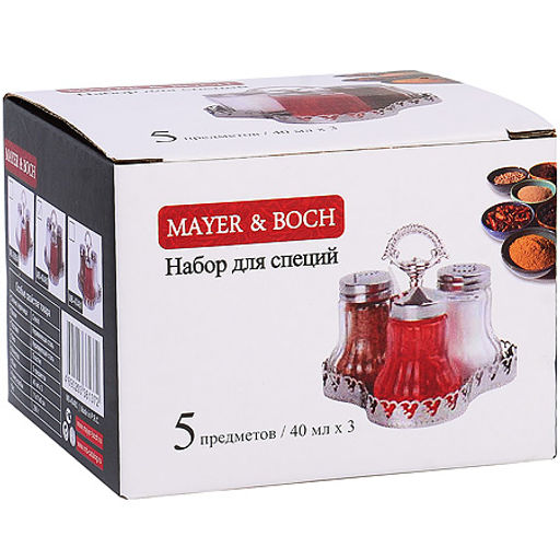 40480 Набор для специй на подставке 5 пр стекло/нерж MB (х48) - Mayer&boch фото 3
