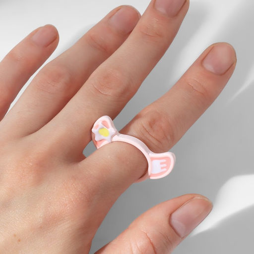 Цена за 2 шт. Кольцо «Монстрик» уши, цвет бело-розовый, безразмерное