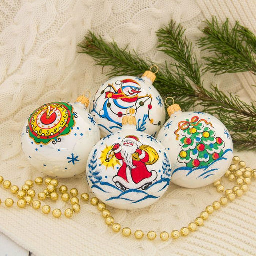 Ёлочные шары «Мороз», новогодние, набор 4 шт., d=7.5 см