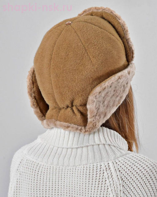 Бархат корот.уши барашек Ушанка лого МА стразы флис (56-58)