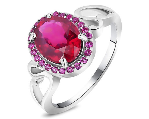 Кольцо, 1 рубин корунд овал 8х10 мм/3.58 ct , нанорубин, Вираж
