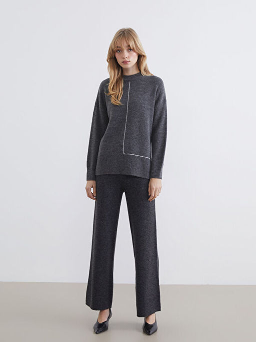 Bisiklet Yaka Oversize Kad?n Triko Kazak