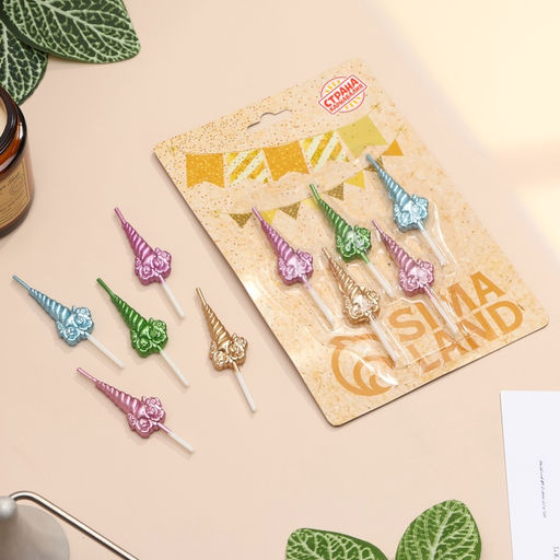 Свечи для торта Праздничные единороги, разноцветные, 5 шт. - Страна карнавалия фото 2