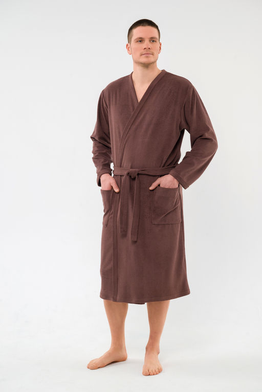 Халат мужской из махры Ренат темно-коричневый макси - Амадэль фото 2