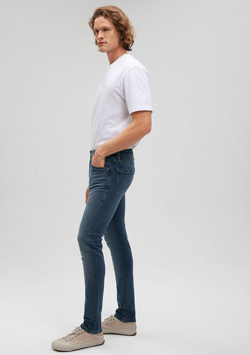 James Mavi Pro Puslu Vintage Koyu Mavi Jean Pantolon  фото 2