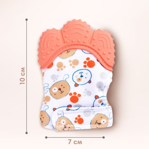 Прорезыватель-рукавичка Крошка Я «Собачки», от 3 мес., красный