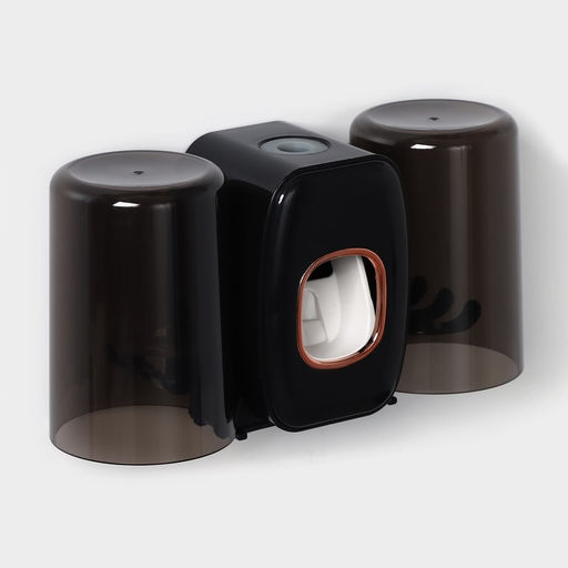 Держатель для зубных щёток с выдавливателем для зубной пасты, стакан 2 шт., 2010.26.2 см, чёрный - Simaland фото 3