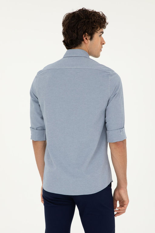 Мужская темно-синяя базовая рубашка с длинным рукавом Неожиданная скидка в корзине - U.s. polo assn фото 5