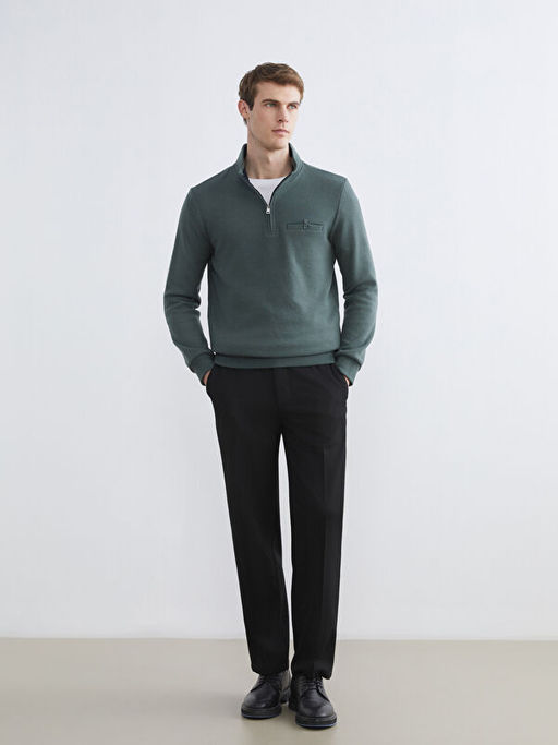 Fermuarl? Dik Yaka Erkek Sweatshirt