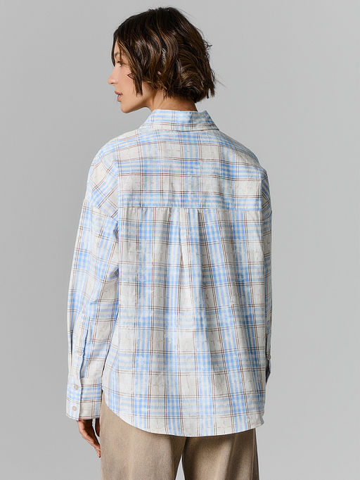 Рубашка женская бежевая в клетку - Mark formelle фото 3