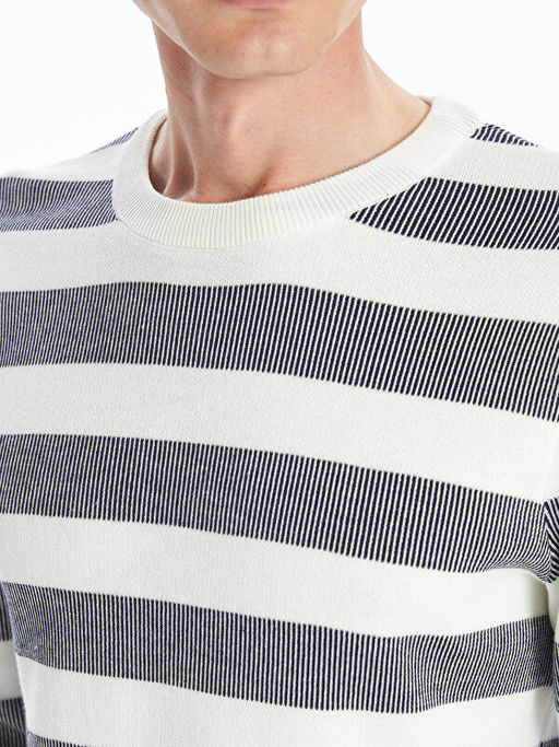 Bisiklet Yaka ?izgili Erkek Triko Kazak