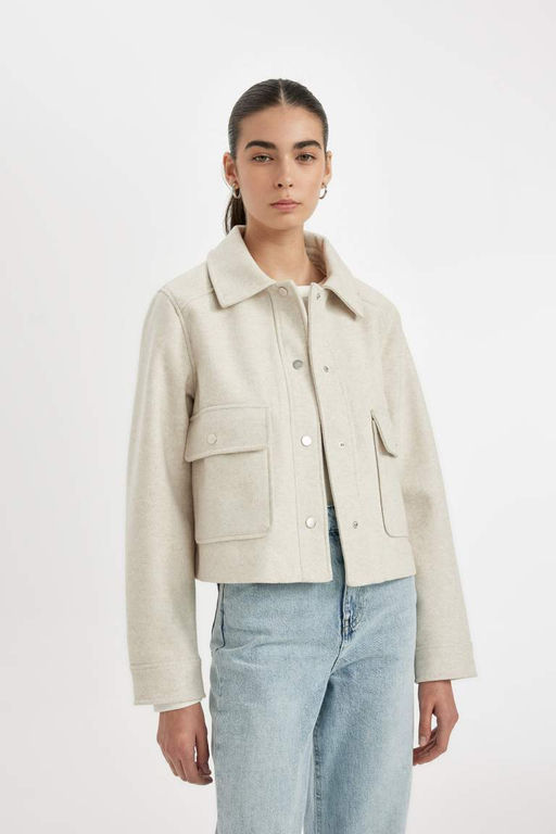 Куртка стандартного кроя с воротником-поло и строчкой