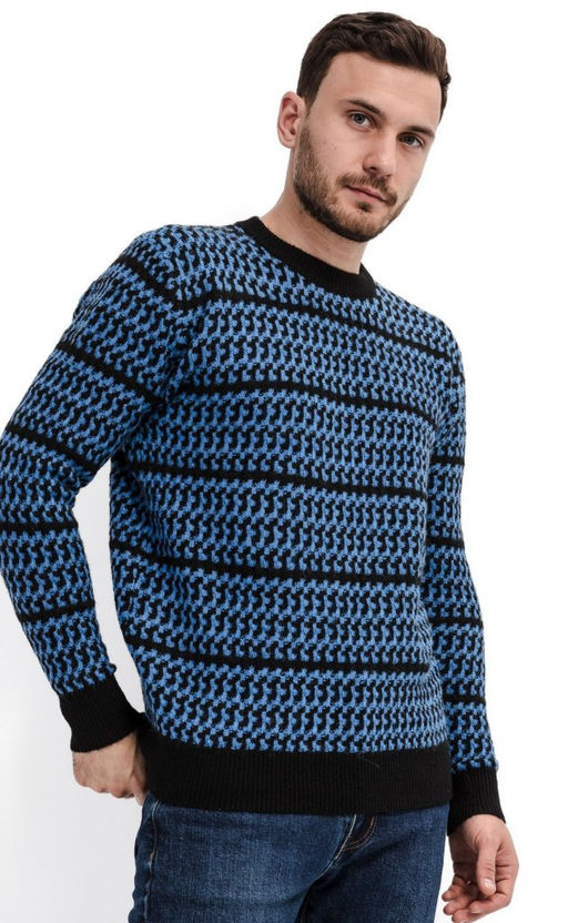 Джемпер мужской в полоску F310-0501 синий - Fine joyce фото 3