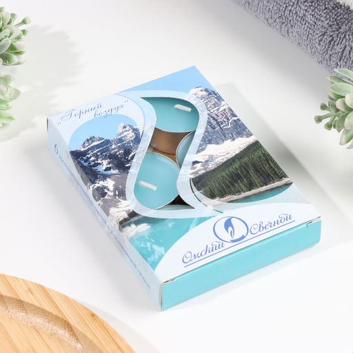 Цена за 2 шт. Набор чайных свечей ароматических "Горный воздух", 3,8х1,6 см, 3,5 ч, 12 г, 6 штук