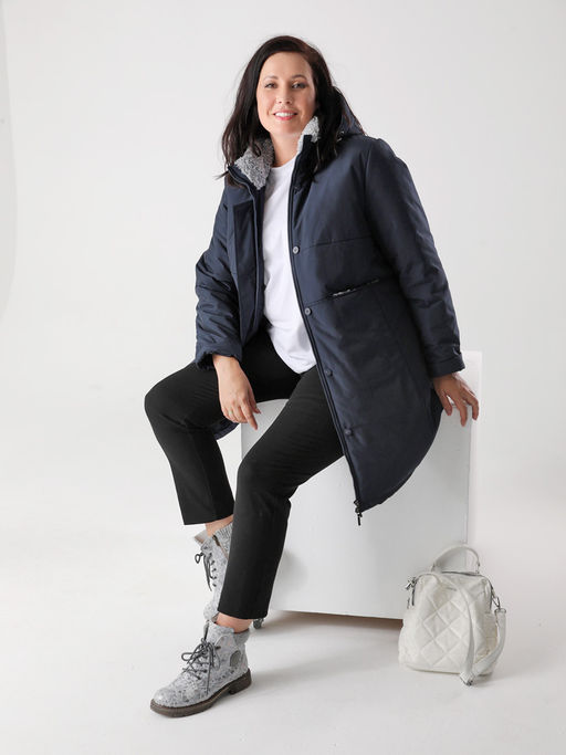 Еврозима! 24334 Полупальто дем. т.синий