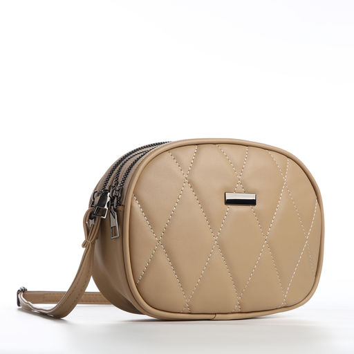 Сумка женская кросс-боди на молнии, 19×7×15 см, со стёжкой, бежевая
